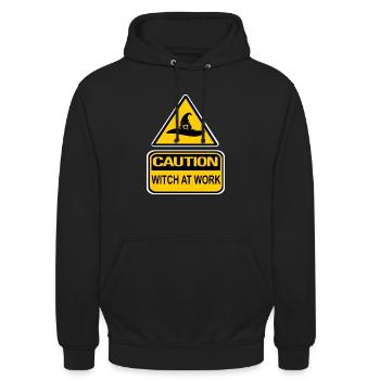 Attention Sorcière au travail Cheeky Witch® - Sweat-shirt à capuche unisexe - noir - Devant - Alina (178cm) & Michal (187cm)
