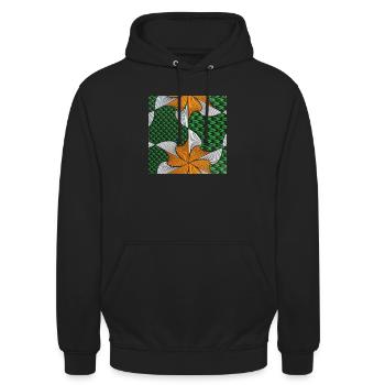 green kyoga wax fabric - Unisex Hoodie - black - Front - Alina (178cm) & Michal (187cm)