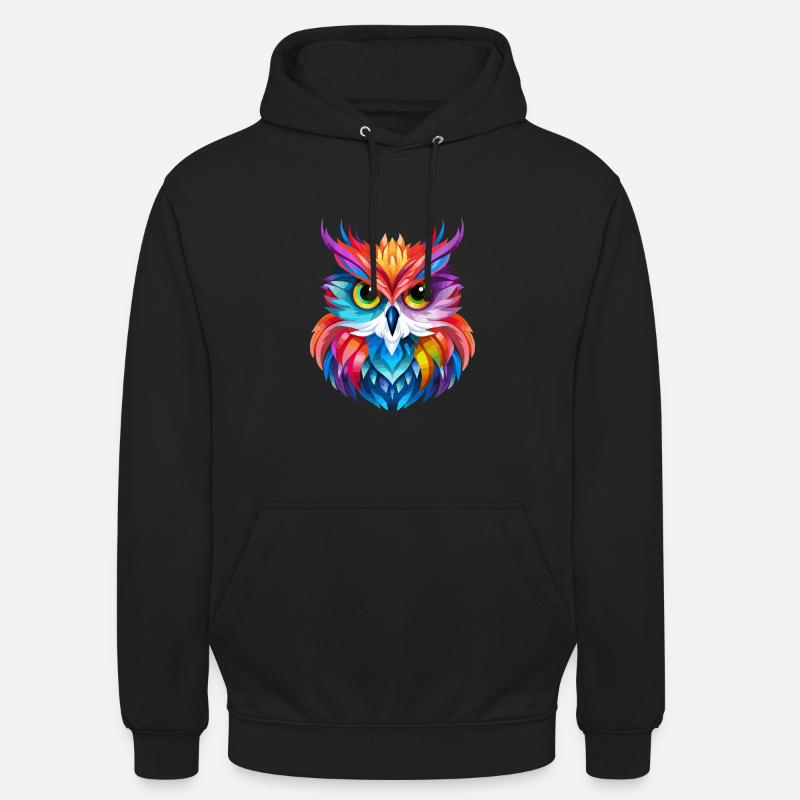 Buntes Eulen Design - Unisex Hoodie - Schwarz