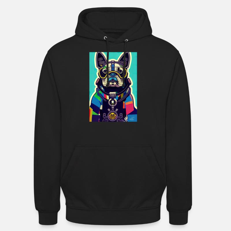 Français Bulldog - Rétro - Sweat-shirt à capuche unisexe - noir