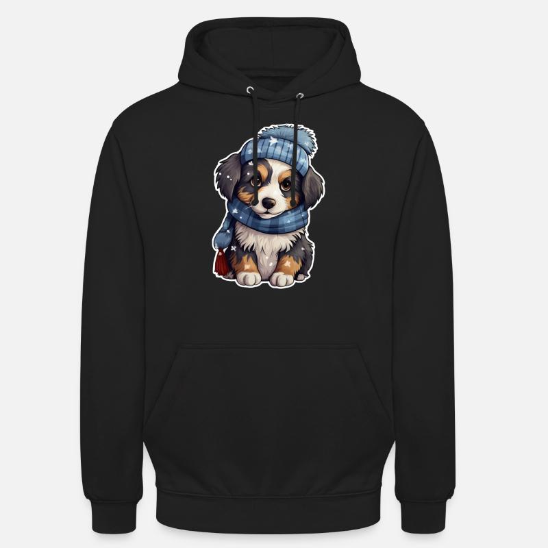 Chiot mignon en hiver - Sweat-shirt à capuche unisexe - noir