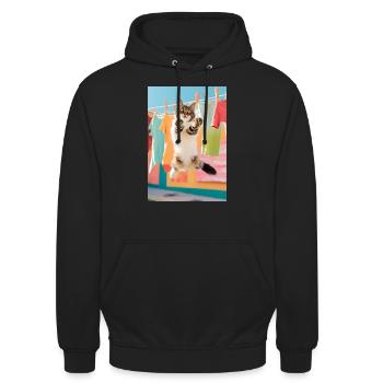 Nettoyant pour chat - Sweat-shirt à capuche unisexe - noir - Devant - Alina (178cm) & Michal (187cm)