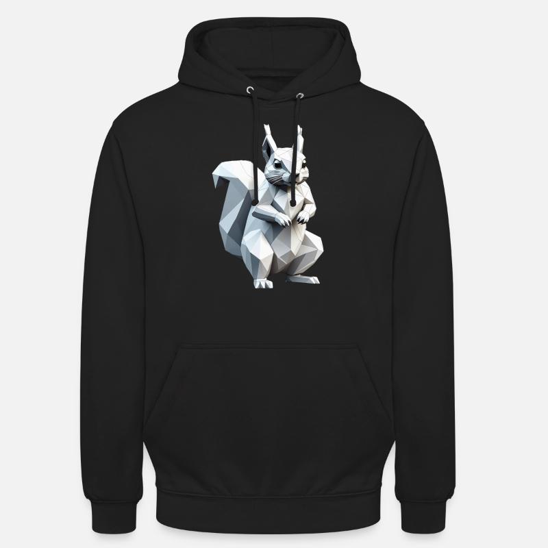 Squirrel - Cute Low Polygon Design - Unisex Hoodie - black