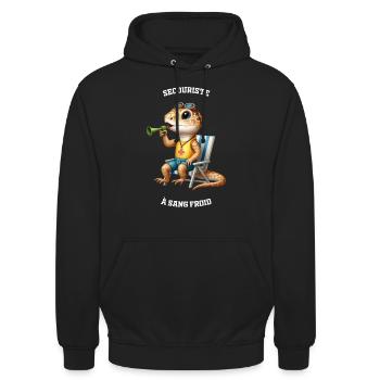Lézard Secouriste - Collection métiers - Sweat-shirt à capuche unisexe - noir - Devant - Alina (178cm) & Michal (187cm)