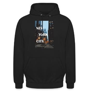 Ville de New York - Sweat-shirt à capuche unisexe - noir - Devant - Alina (178cm) & Michal (187cm)