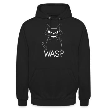 Katze Mittelfinger Katzenliebhaber Geschenk Katzen - Unisex Hoodie - Schwarz - Vorne - Alina (178cm) & Michal (187cm)