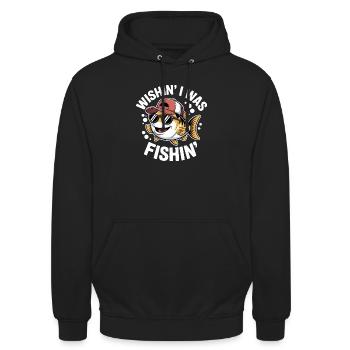 Poisson rieur avec lunettes de soleil et chapeau - Sweat-shirt à capuche unisexe - noir - Devant - Alina (178cm) & Michal (187cm)