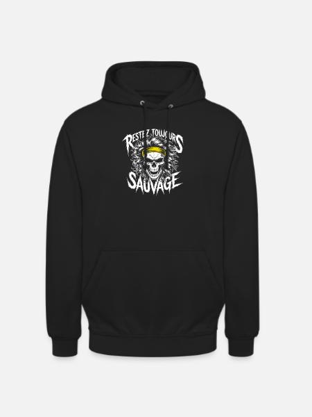Restez Sauvage Toujours Skull - Unisex Hoodie - black