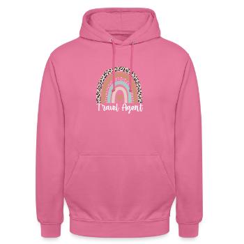 agence de voyage travel agent de voyage Rainbow Leopard F - Sweat-shirt à capuche unisexe - rose - Devant - Alina (178cm) & Michal (187cm)