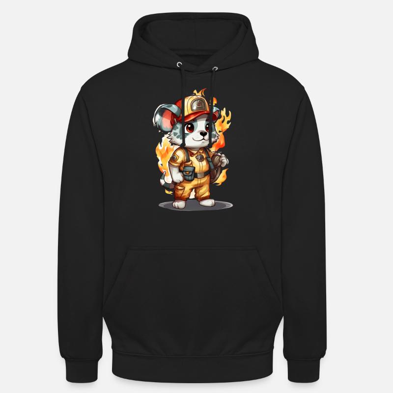 Pompier animal mignon, animaux - Sweat-shirt à capuche unisexe - noir
