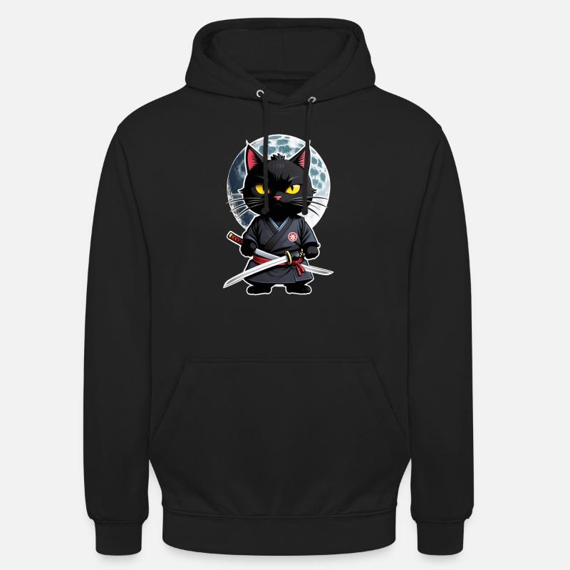 Ninja Katze - Samurai Kätzchen - Unisex Hoodie - Schwarz