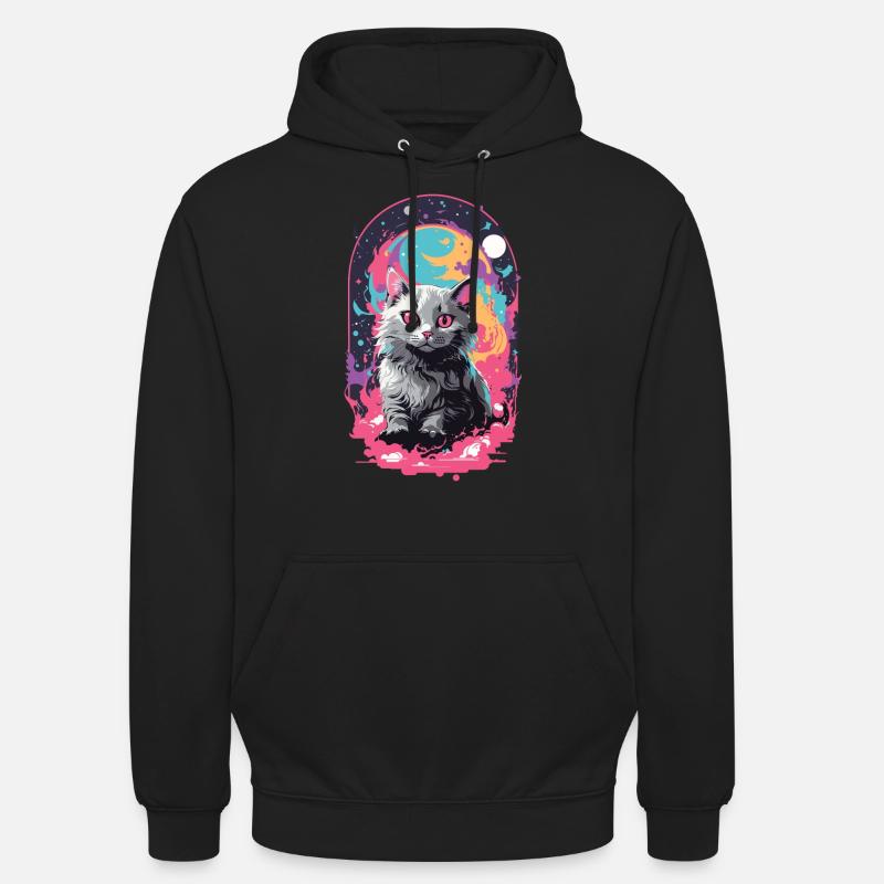 Katze Goth Pastel Psychedelisch Weirdcore Design - Unisex Hoodie - Schwarz