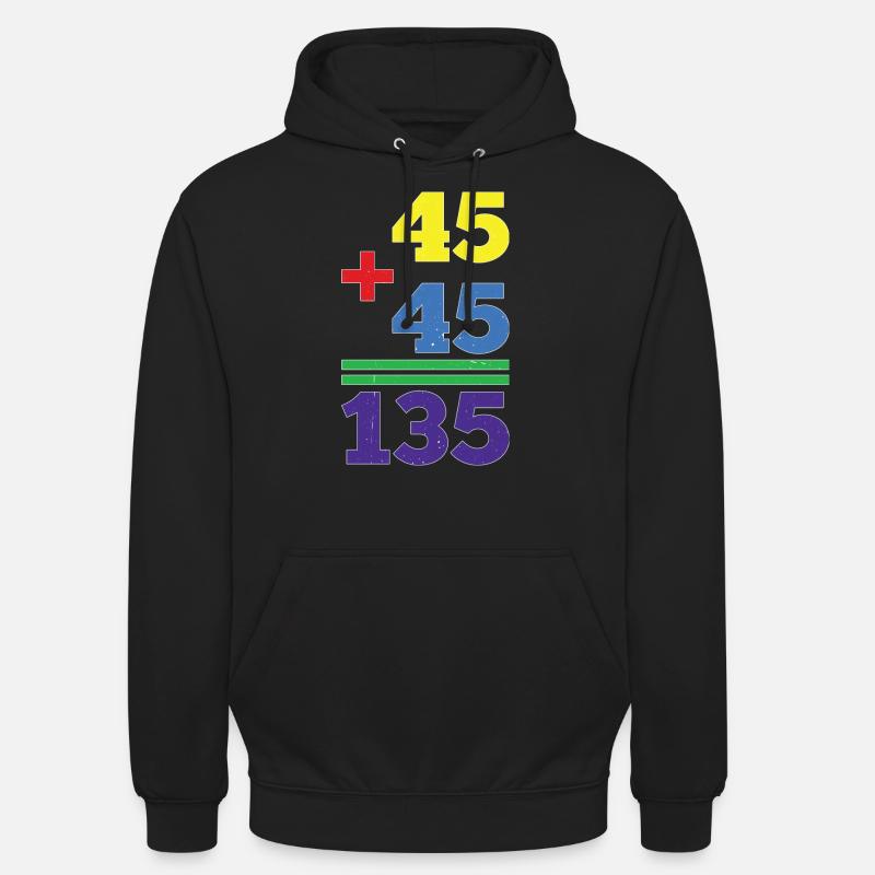 45 + 45 = 135 29 - Sweat-shirt à capuche unisexe - noir