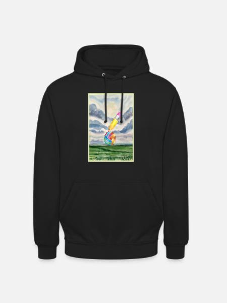 Paysage aquarelle avec boule - Sweat-shirt à capuche unisexe - noir