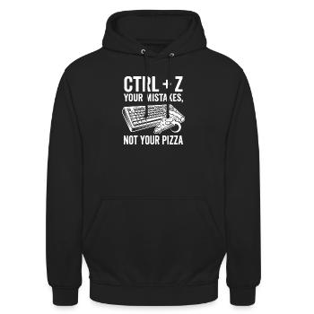 Ctrl + Z Your Mistakes Not Pizza - Unisex Hoodie - Schwarz - Vorne - Alina (178cm) & Michal (187cm)
