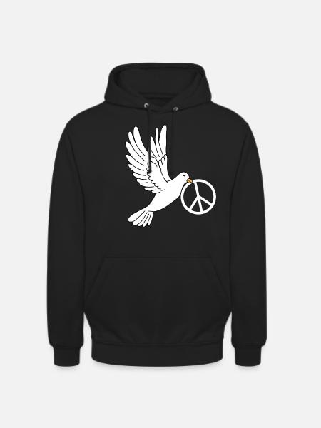 Friedenstaube mit Peacezeichen - Unisex Hoodie - Schwarz