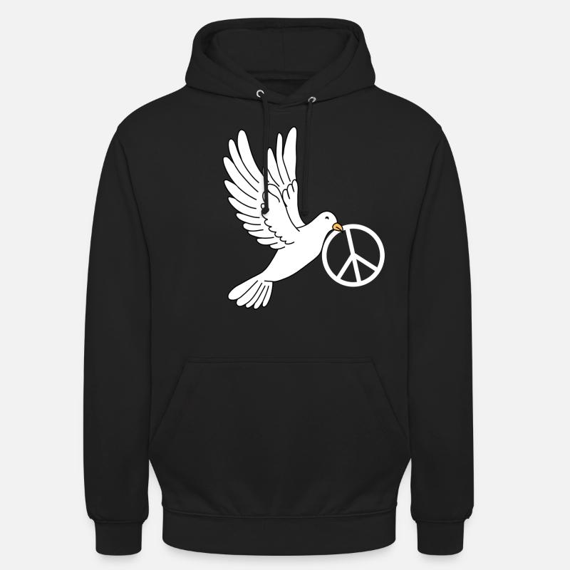 Friedenstaube mit Peacezeichen - Unisex Hoodie - Schwarz