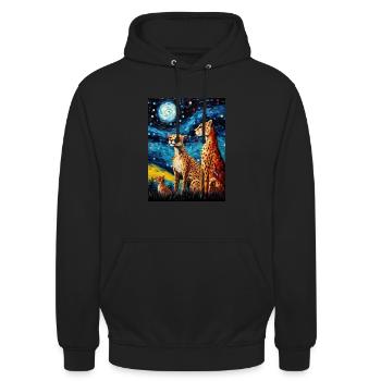 Cheetah, Van Gogh, Starry Night, Animal - Unisex Hoodie - black - Front - Alina (178cm) & Michal (187cm)