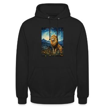 Lion, Van Gogh, Starry Night, Animal, Lions - Unisex Hoodie - black - Front - Alina (178cm) & Michal (187cm)