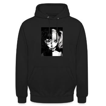 Anime, Mädchen, Geschenk, horror - Unisex Hoodie - Schwarz - Vorne - Alina (178cm) & Michal (187cm)