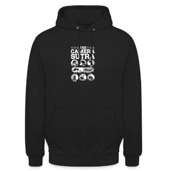 Caméraman Photographe Compétences en matière de - Sweat-shirt à capuche unisexe - noir - Devant - Alina (178cm) & Michal (187cm)