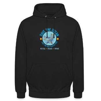 Save the Ocean for Planet A - Unisex Hoodie - Schwarz - Vorne - Alina (178cm) & Michal (187cm)