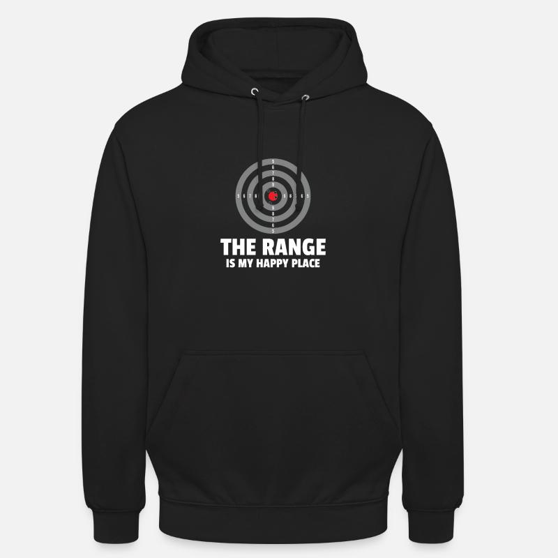 Range is my happy place Zielscheibe Schießstand - Unisex Hoodie - Schwarz