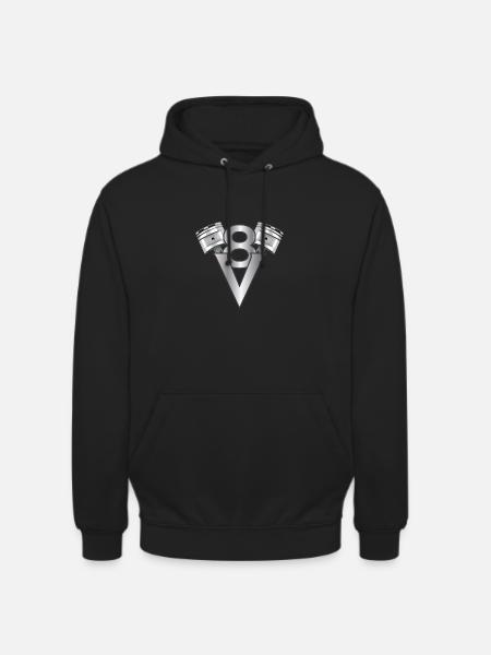 Achtzylinder V8 Geschenkidee Hubraum Motor Tuning - Unisex Hoodie - Schwarz