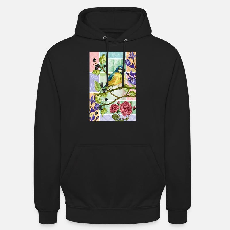 Mésange dans le jardin - Sweat-shirt à capuche unisexe - noir