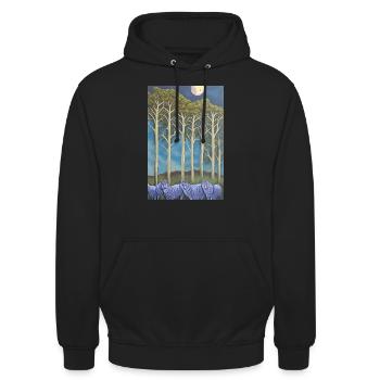Wölfe auf der Allee - Unisex Hoodie - Schwarz - Vorne - Alina (178cm) & Michal (187cm)