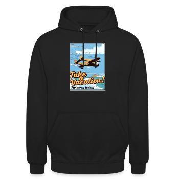 Take a Vacation! Fly away today! - Unisex Hoodie - black - Front - Alina (178cm) & Michal (187cm)