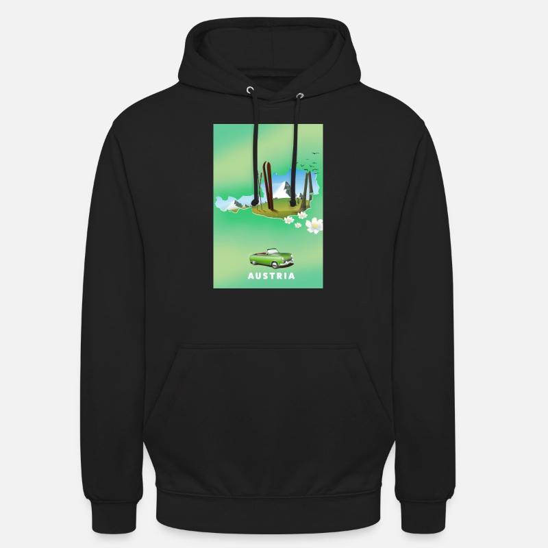 Autriche Affiche de ski - Sweat-shirt à capuche unisexe - noir