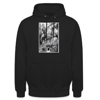 BLACK N’WHITE: Caslte maudite - Sweat-shirt à capuche unisexe - noir - Devant - Alina (178cm) & Michal (187cm)