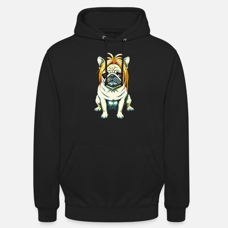 Mops mit Perücke #PugLife - Unisex Hoodie - Schwarz
