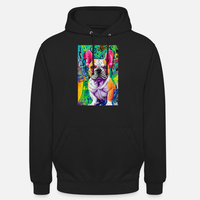 Impression pop art moderne | coloré | Bouledogue français - Sweat-shirt à capuche unisexe - noir