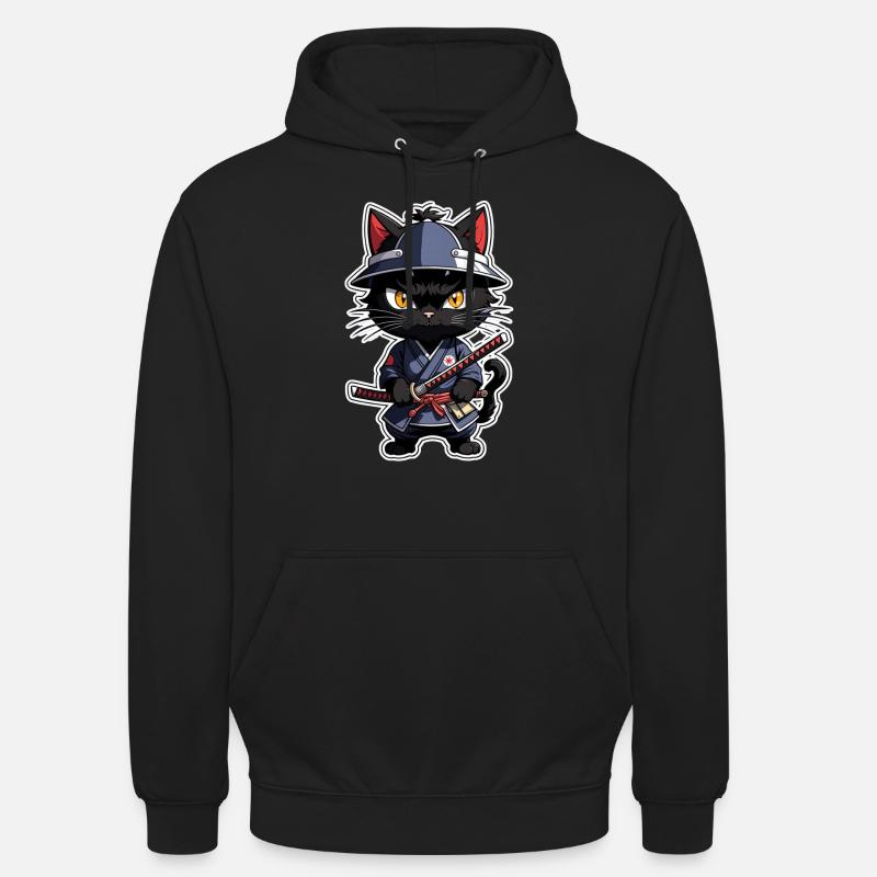 Ninja Katze - Samurai Kätzchen - Unisex Hoodie - Schwarz