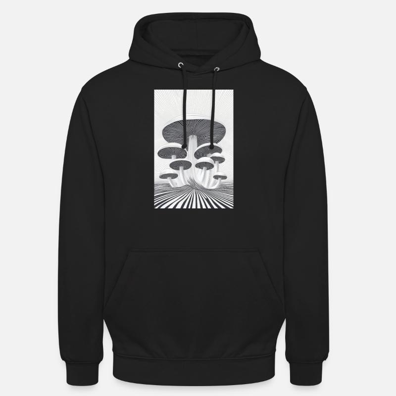 Forêt de champignons optiques - Sweat-shirt à capuche unisexe - noir