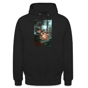 Haunted Knowledge Unleashed - Unisex Hoodie - black - Front - Alina (178cm) & Michal (187cm)