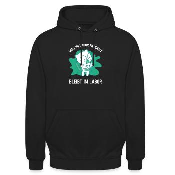 Was im Labor passiert bleibt im Labor MTLA - Unisex Hoodie - Schwarz - Vorne - Alina (178cm) & Michal (187cm)