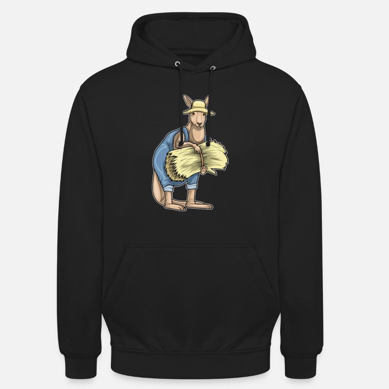 Paille Kangaroo Farmer - Sweat-shirt à capuche unisexe - noir