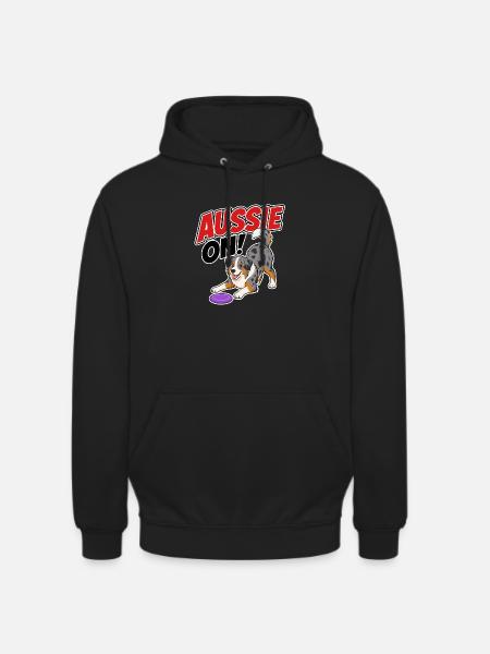 Aussie On! Playful Frisb Dog - Unisex Hoodie - black