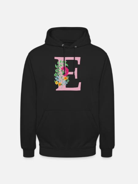 flower 12 red with e - Unisex Hoodie - black