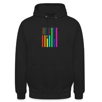 4 juillet Couleurs nationales Fête nationale des États-Unis - Sweat-shirt à capuche unisexe - noir - Devant - Alina (178cm) & Michal (187cm)