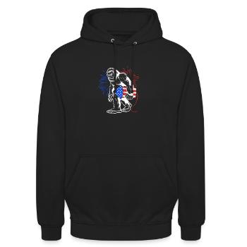 4 juillet Couleurs nationales Fête nationale des États-Unis - Sweat-shirt à capuche unisexe - noir - Devant - Alina (178cm) & Michal (187cm)