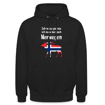 Ich muss gar nix ich muss nur nach Norwegen - Unisex Hoodie - Schwarz - Vorne - Alina (178cm) & Michal (187cm)