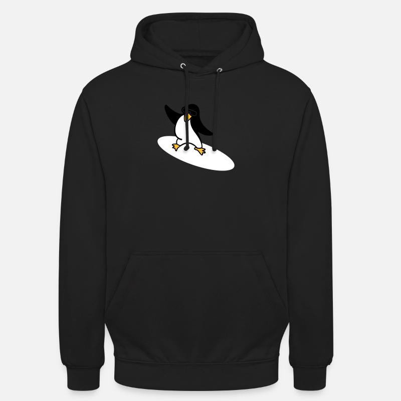 Surfer Pinguin / penguin (3c) - Unisex Hoodie - Schwarz
