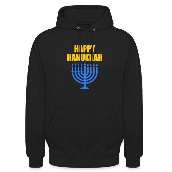 HAPPY HANUKKAH - Unisex Hoodie - Schwarz - Vorne - Alina (178cm) & Michal (187cm)