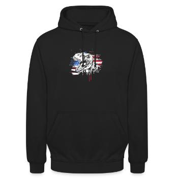 4 juillet Couleurs nationales Fête nationale des États-Unis - Sweat-shirt à capuche unisexe - noir - Devant - Alina (178cm) & Michal (187cm)