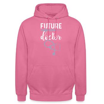 Docteur Docteur Études médicales Étudiant en médecine Docteur - Sweat-shirt à capuche unisexe - rose - Devant - Alina (178cm) & Michal (187cm)