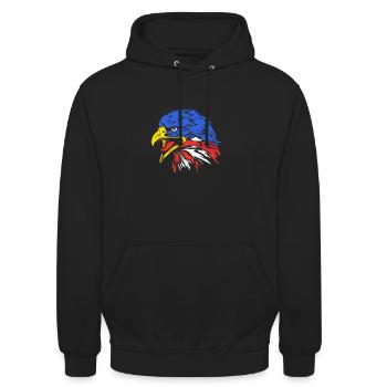 4 juillet Couleurs nationales Fête nationale des États-Unis - Sweat-shirt à capuche unisexe - noir - Devant - Alina (178cm) & Michal (187cm)